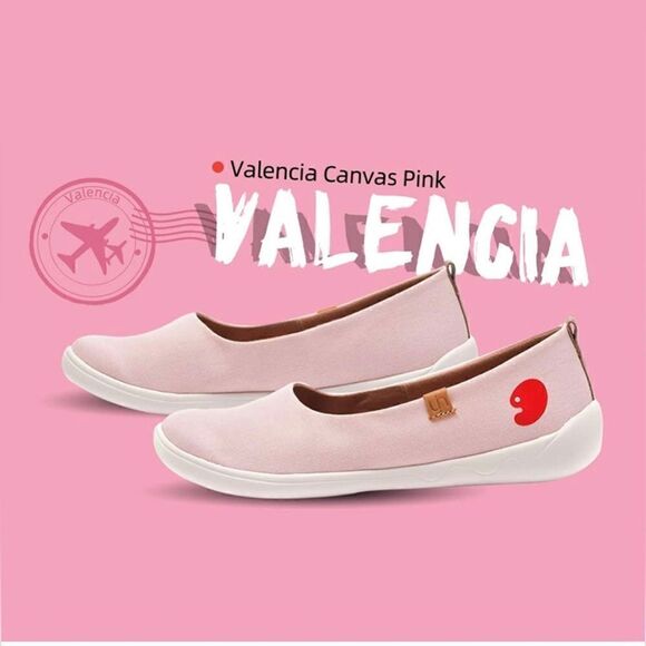 UIN Women's Art Painted Ballet Flats Slip On Pointed Toe Loafers (Valencia Pink) - Picture 1 of 8